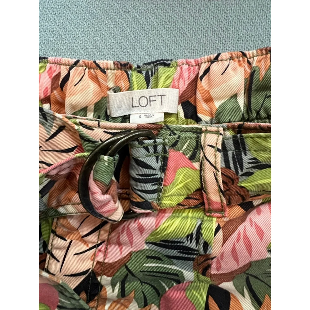 Women's LOFT High Waist Tropical Leaf Print Shorts S - Picture 2 of 4
